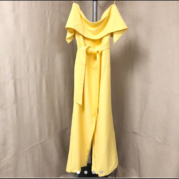Double Layer Bandeau Wide Leg Jumpsuit In Yellow - Picture 6 of 8